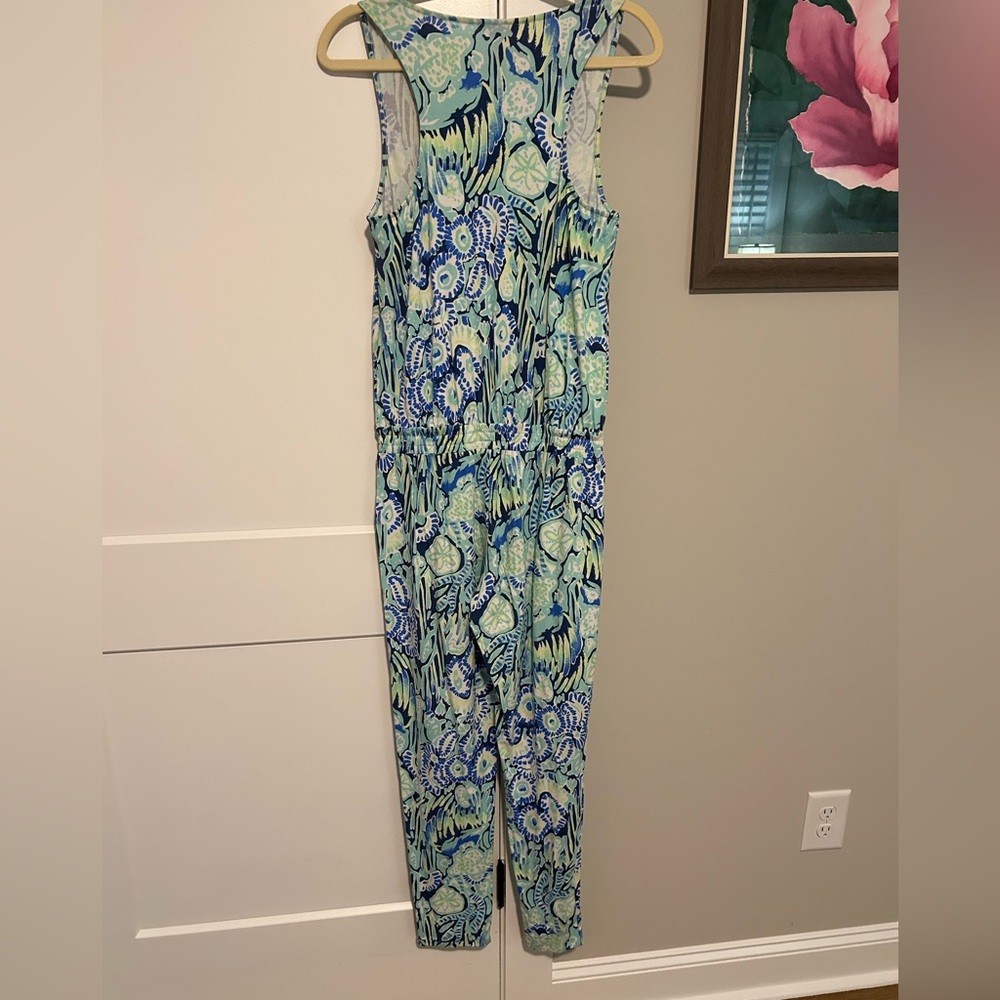 Lilly Pulitzer Blue and Green Jumpsuit with Watercolor Print - Picture 7 of 7
